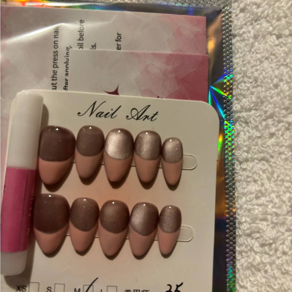 Elegant Pink and Brown Nail Art Set